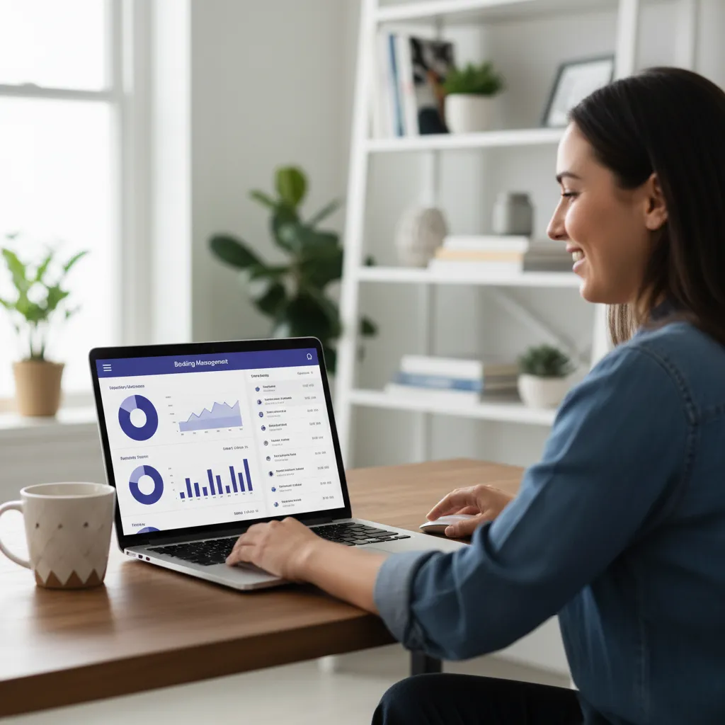Operator managing bookings on laptop